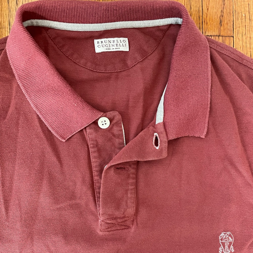 Brunello Cucinelli burgundy polo shirt